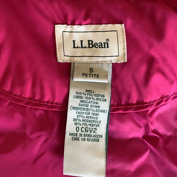 L.L. Bean Puffer Coat Raspberry Size SP - Picture 6 of 8